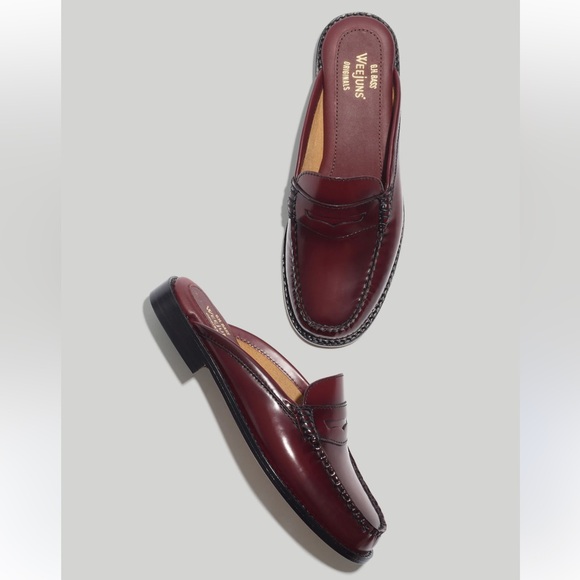 G.H. Bass Weejuns Wynn Mule Loafers Women’s 7 – Burgundy Leather Slip-On Shoes - Picture 1 of 10